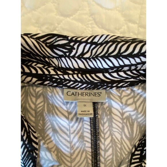 Catherine’s Blouse Long Top or Short Dress Plus Sz 1X Black & White Long Sleeve - Picture 8 of 10